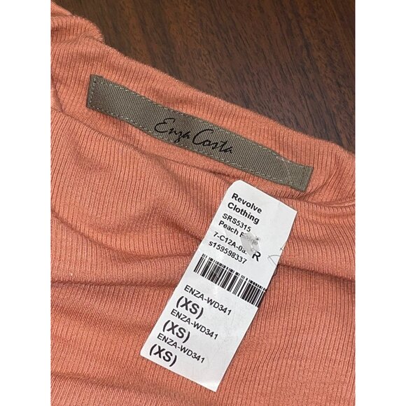 Enza Costa Silk Rib Asymmetrical Mini Dress in Peach Beige XSmall New Womens - Picture 8 of 13